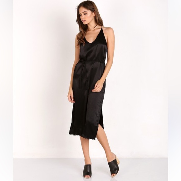 Faithfull the Brand Dresses & Skirts - Faithfull the Brand dress “East West Dress “Black slip midi size 4 slinky